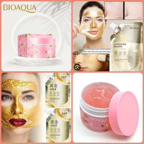 Pack Of 2 Peach Cream Bio Aqua & Gold Mask