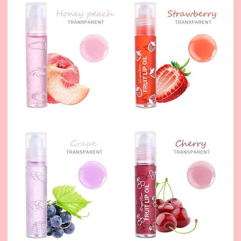 Pack Of 4 – Fruit Lip Oil Set, Non-sticky Long Lasting Moisturizing Lip Oil Lip Care Oil