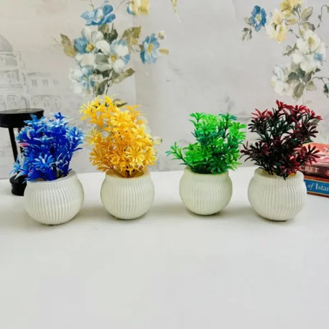 Pack Of 4 Mini Planters | Artificial Decoration Mini Plants