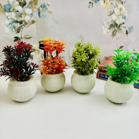 Pack Of 4 Mini Planters | Artificial Decoration Mini Plants