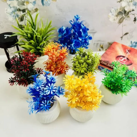 Pack Of 4 Mini Planters | Artificial Decoration Mini Plants