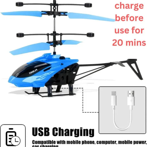 Rechargeable Flying Hand Sensor Control Helicopter | Sensing Flight With Lights, Remote-controlled Aircraft, Withstanding Impact And Playing