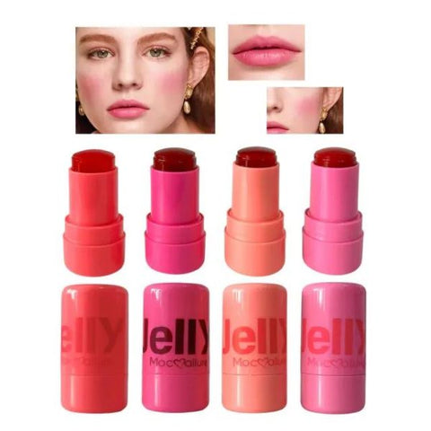 Pack Of 4 Mocallure Jelly Blush Stick Rouge Cream Shimmer Blusher Stick Monochrome Blush Mud Matte Moisturizing Makeup Lip Tint Cheek