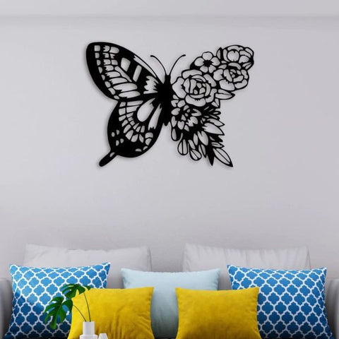 Wall Art Butterfly Flower Wooden Wall Decor